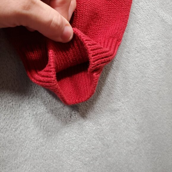 St John's Bay 1/4 Zip Ribbed Holiday Sweater White Red %100 Cotton Men Sz L - Picture 7 of 12